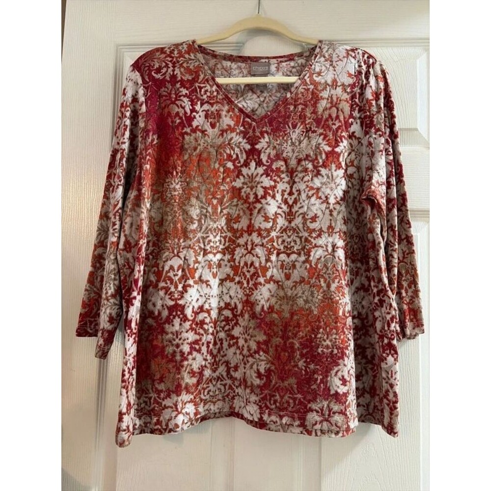 Chico’s V-neck Pullover Top Sz 3-12/14